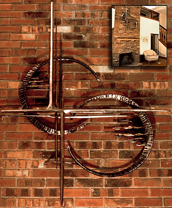 'Skyworks Wall Relief Sculpture'. By Dimitri Gerakaris. Hand-forged Iron. 1980